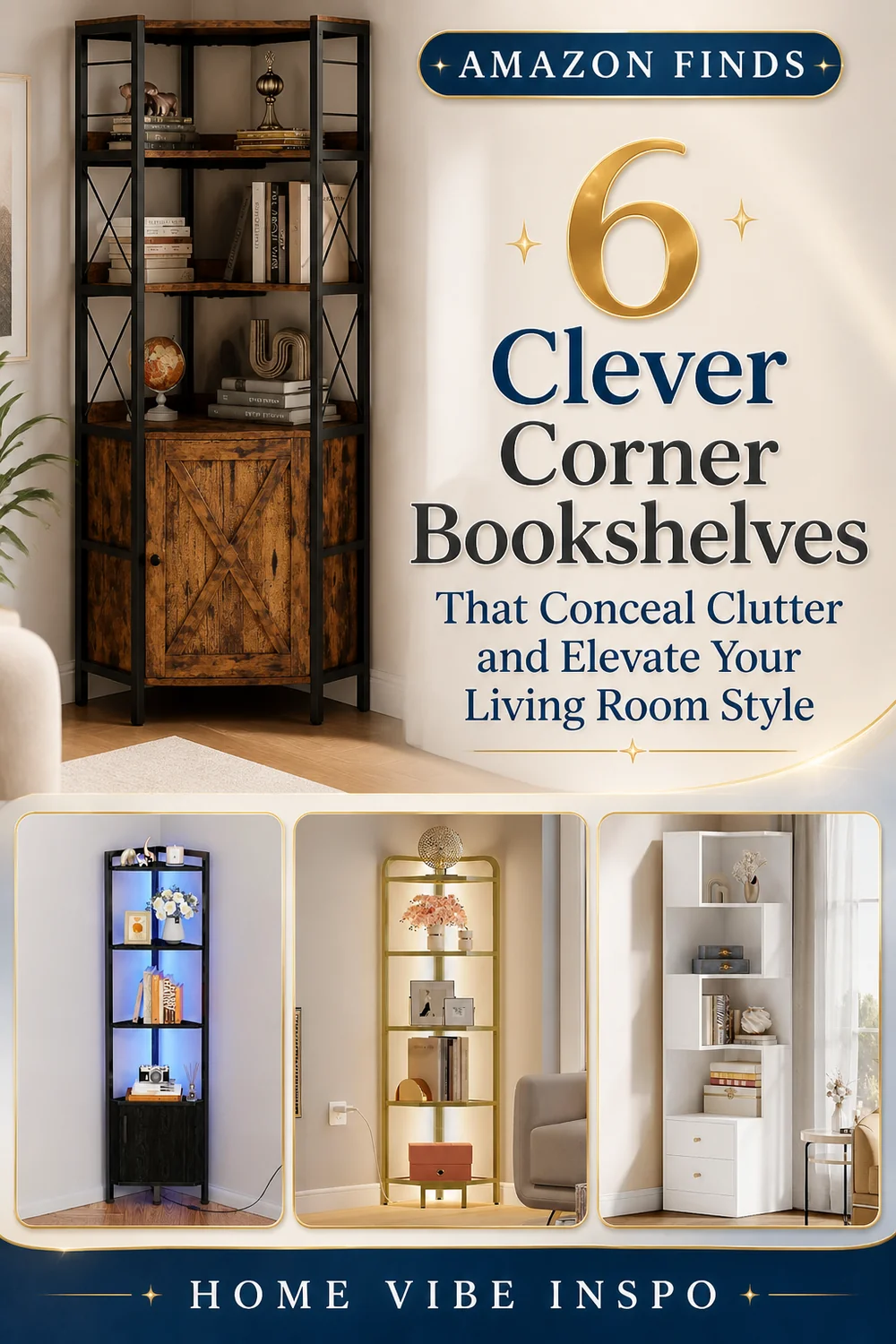 6 Clever Corner Bookshelves That Conceal Clutter and Elevate Your Living Room Style