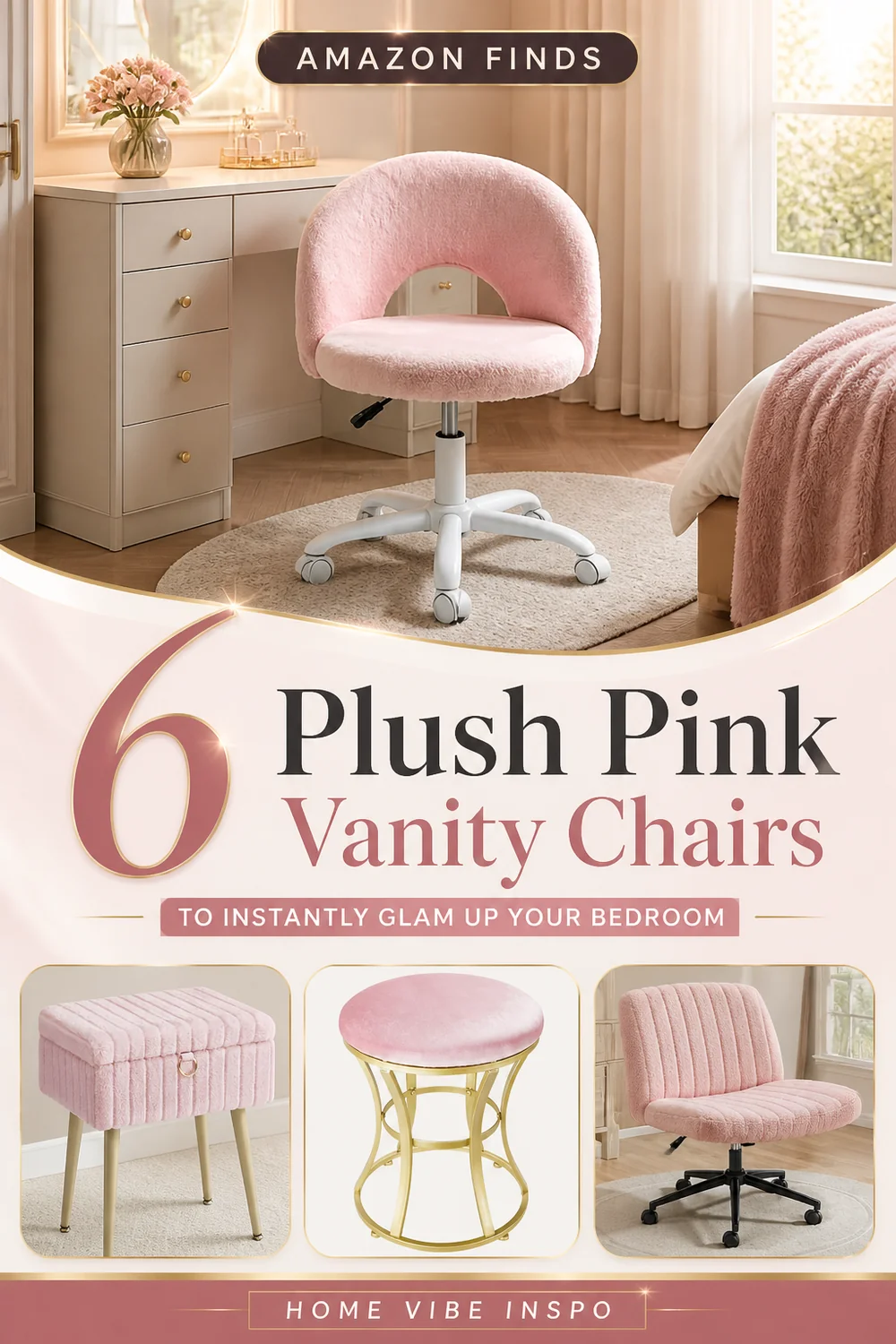 6 Plush Pink Vanity Chairs to Instantly Glam Up Your Bedroom